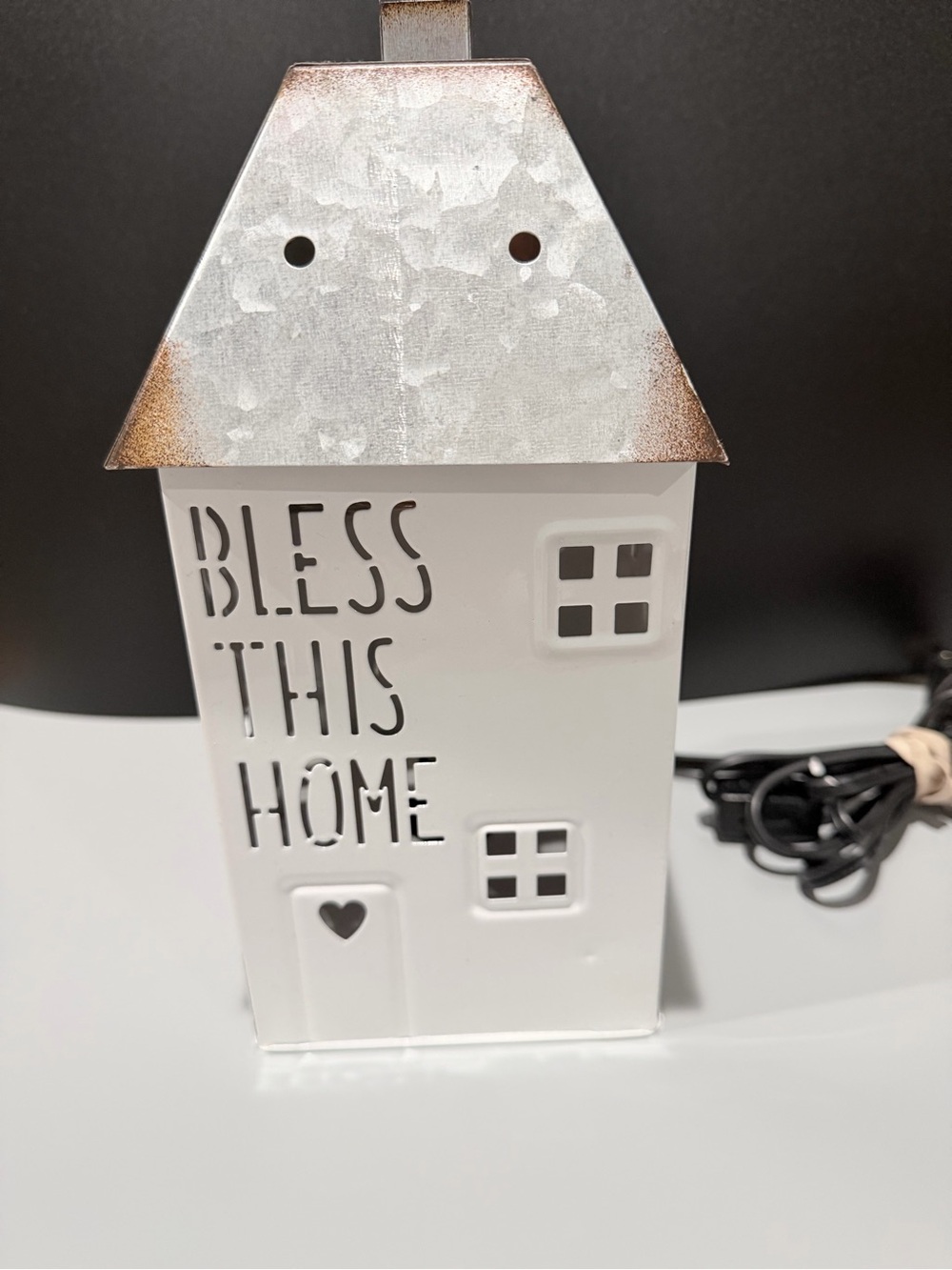 Scentsy warmer White Metal 'Bless This Home' House